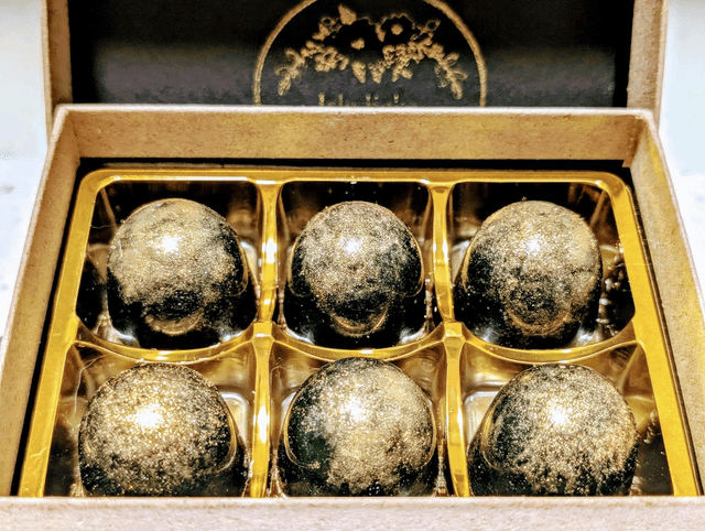 Peppermint fondant filled, dark chocolates, box of 6